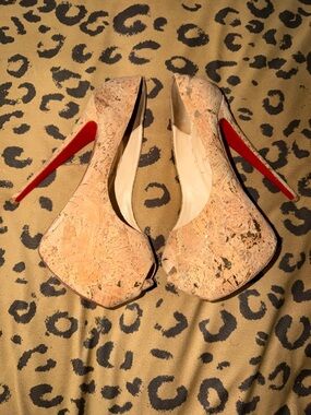 Ultra high Christian Louboutin Cork Peep-Toe